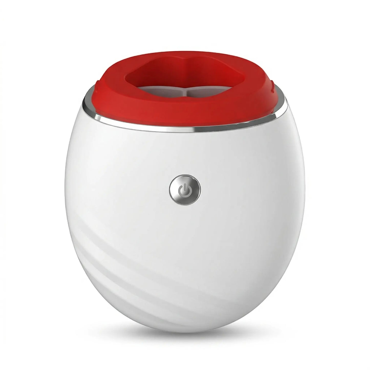 White and red spherical device with power button lip plumper without filler 
