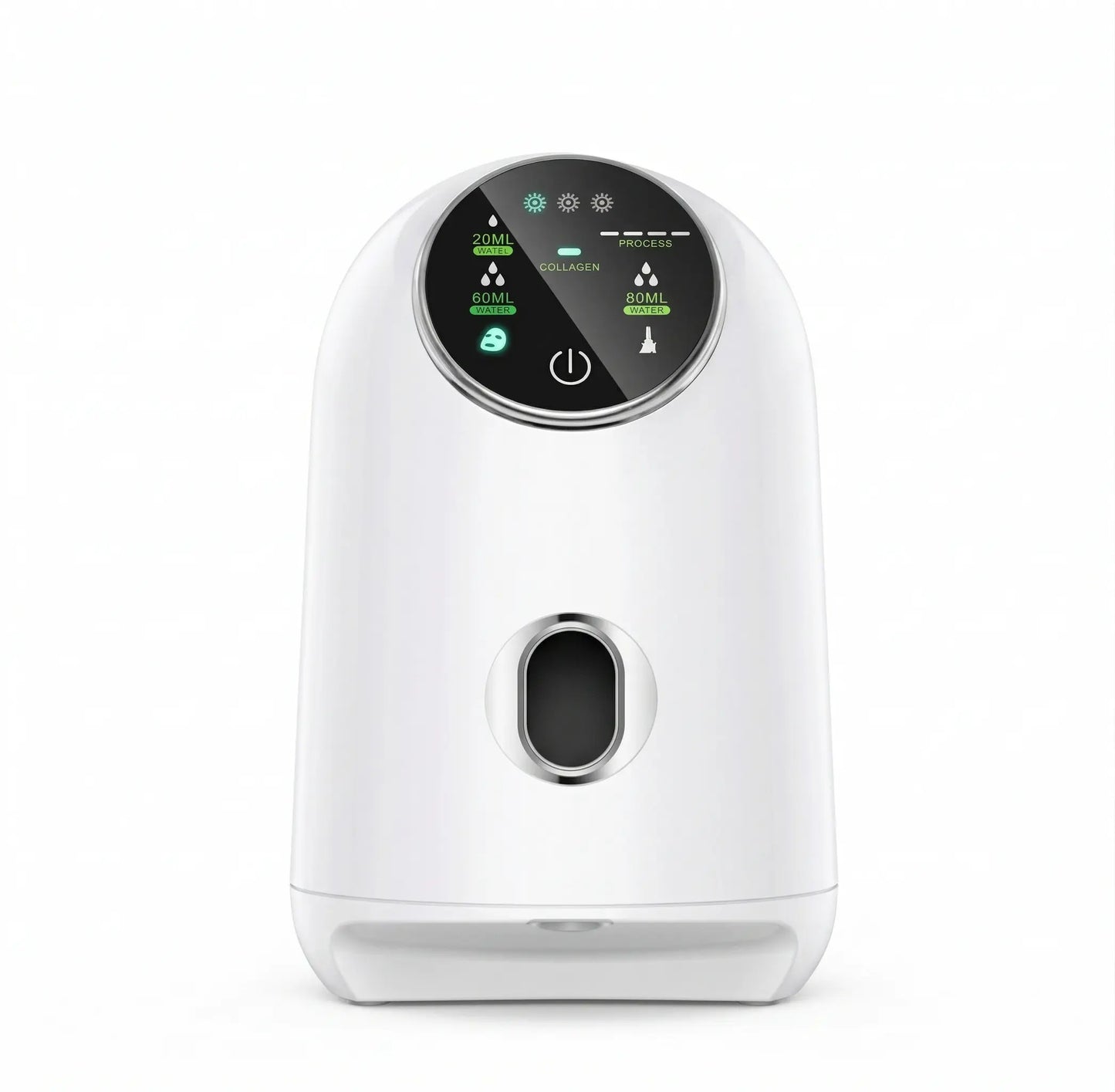 White electronic device with a digital display on a white background